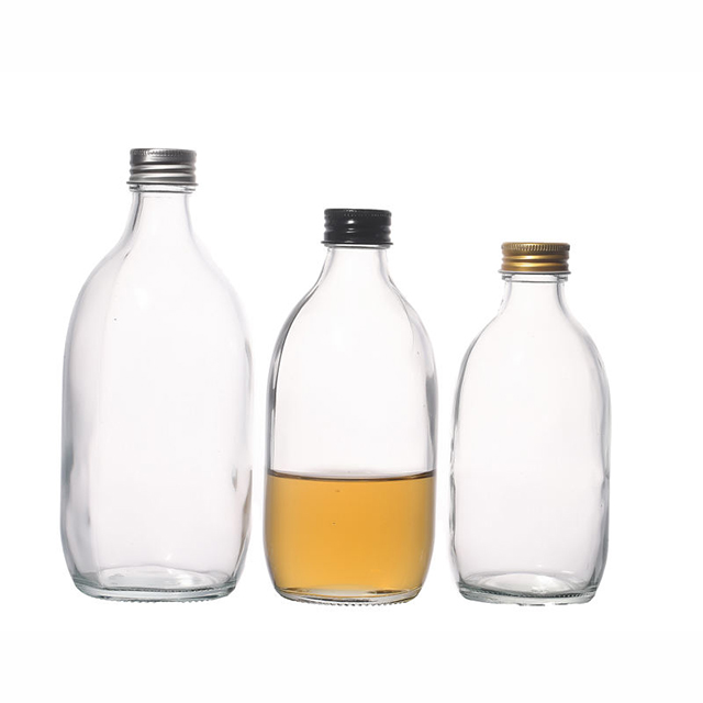 280毫升350ml 500ml圆形玻璃饮料瓶带螺丝盖
