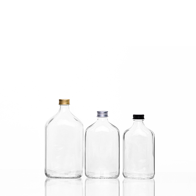 50ml 100ml 200ml 250ml 350ml 500ml方形平坦玻璃汁瓶带螺丝盖