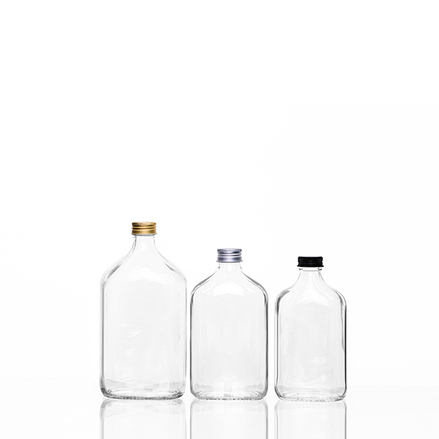50ml 100ml 200ml 250ml 350ml 500ml方形平坦玻璃汁瓶带螺丝盖