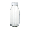 16盎司透明玻璃牛奶瓶带塑料盖
