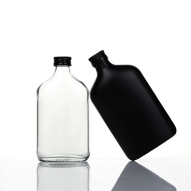 50ml 100ml 200ml 250ml 350ml 500ml方形平坦玻璃汁瓶带螺丝盖