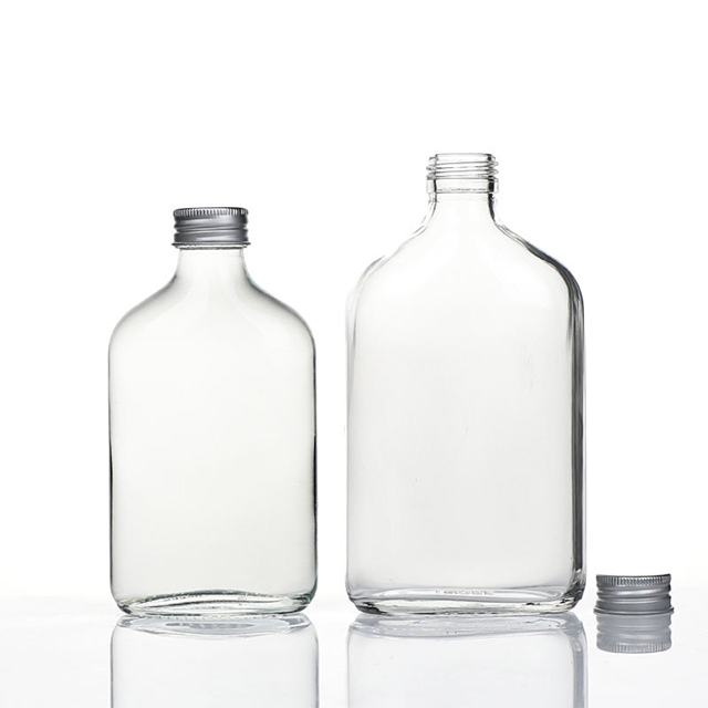 50ml 100ml 200ml 250ml 350ml 500ml方形平坦玻璃汁瓶带螺丝盖