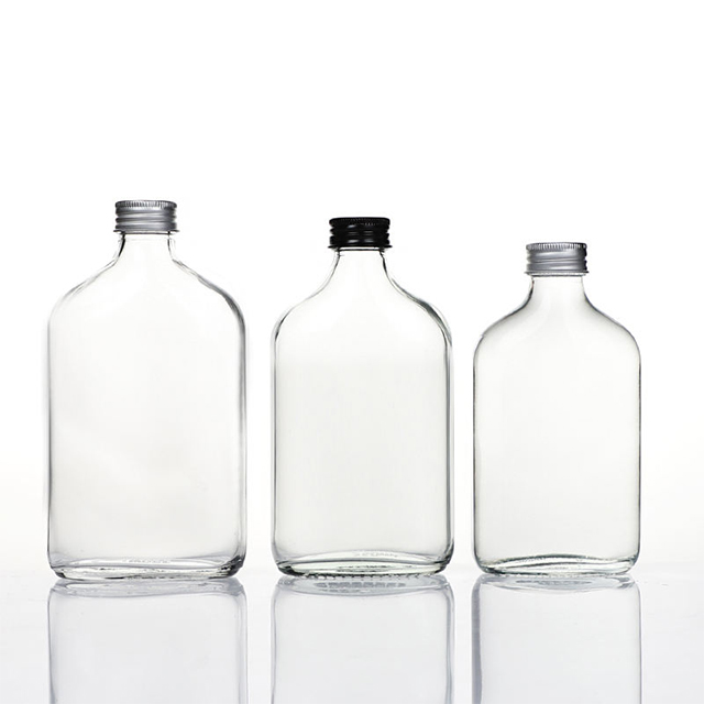 50ml 100ml 200ml 250ml 350ml 500ml方形平坦玻璃汁瓶带螺丝盖